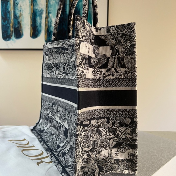 LARGE DIOR BOOK TOTE - Blue Toile de Jouy Embroidery - Picture 10 of 10